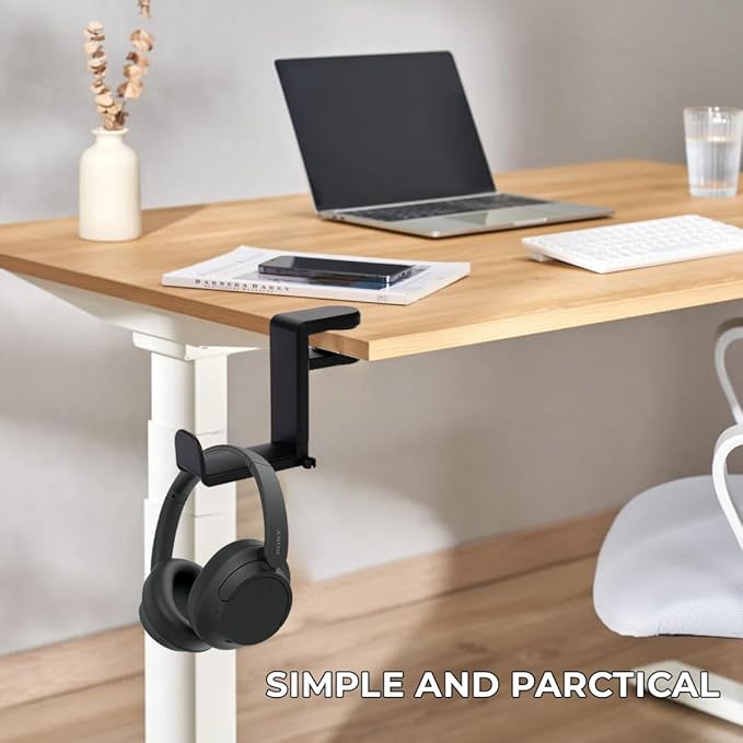 Headphone Stand for Desk - Clamp On Headset Holder with 360° Rotation & Cable Management - Universal Desktop Headphone Hanger Hook for All Headsets