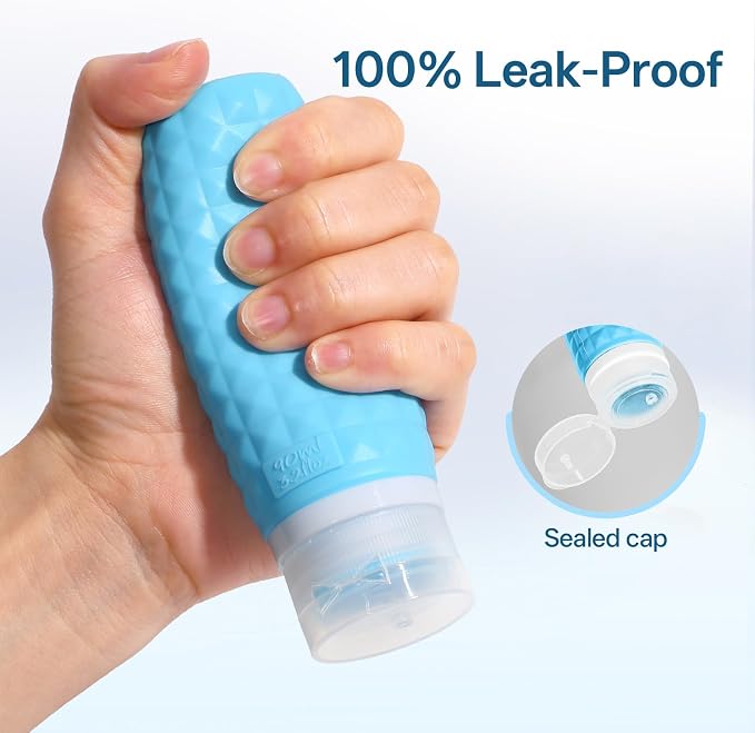 Travel Bottles for Toiletries, TSA Approved Travel Size Containers, Leak Proof Silicone Shampoo Bottles, Small Toiletry Containers with Clear Bag for Shampoo Conditioner Lotion