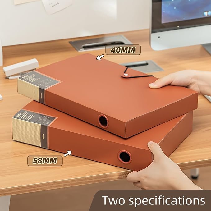 A4 Storage File Boxes Plastic Archives Cases with Lid, File Folder Organizer Document Filing Box for office,home,school (1, 40mm width)
