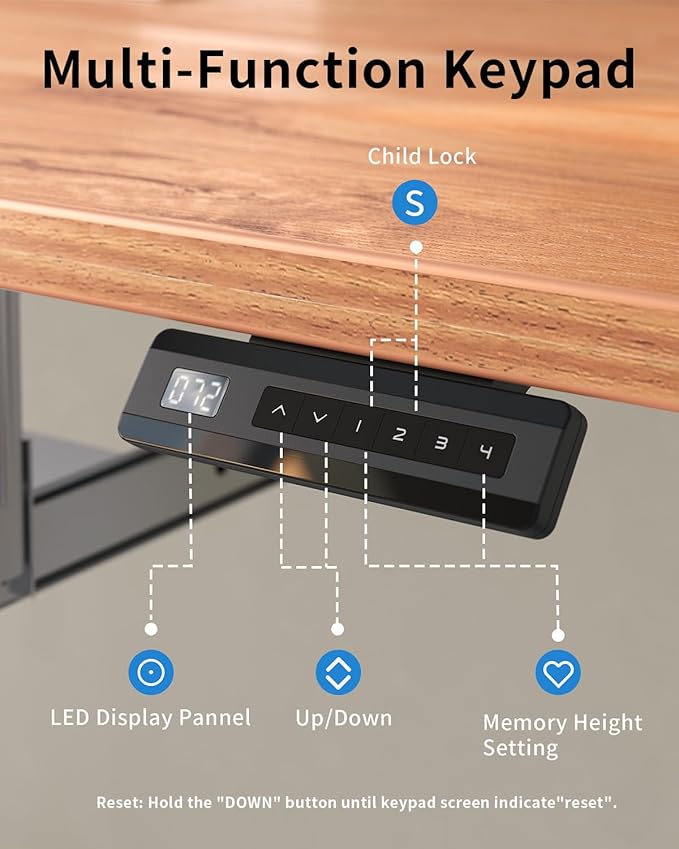 FEZIBO Standing Desk with Keyboard Tray, 60 x 24 Inch Adjustable Height Sit Stand Desk with Memory Presets for Home Office, Ergonomic Computer Workstation, Light Rustic