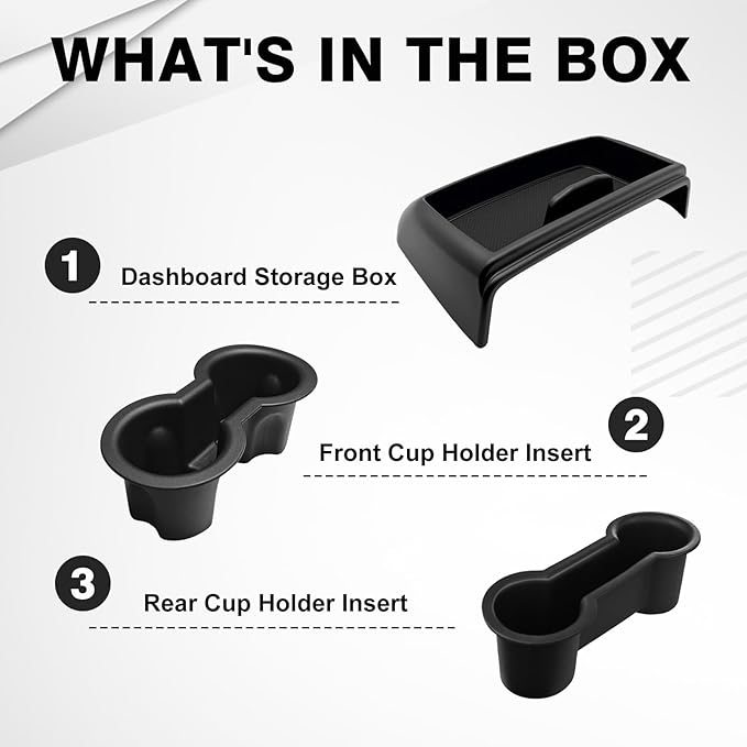 Muslogy Dashboard Storage Box & Cup Holder Inserts Compatible with 2021-2024 GMC Yukon Chevy Tahoe Suburban Accessories Front & Rear Drink Holder 2PCS & Center Console Organizer Behind Screen