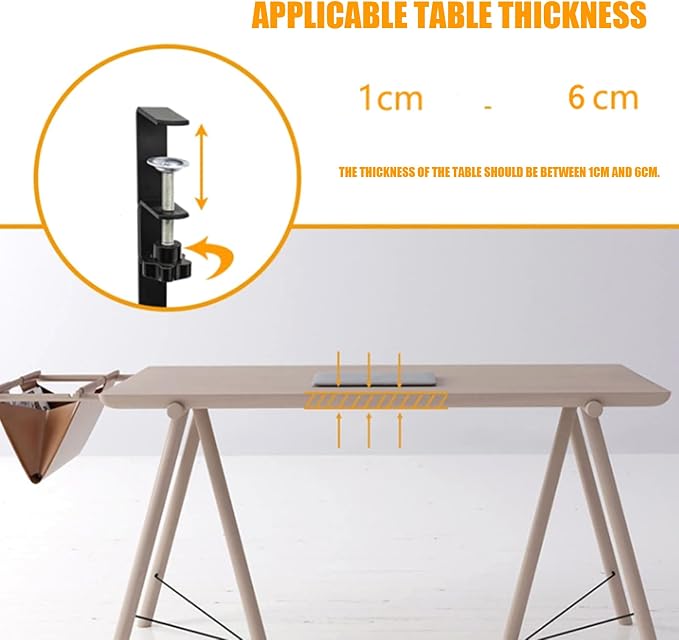 No Drilling Extendable Under Desk Cable Management, Metal Cable Tray Under Desk with Clamp, Retractable Power Strip Cord Holder for Wire