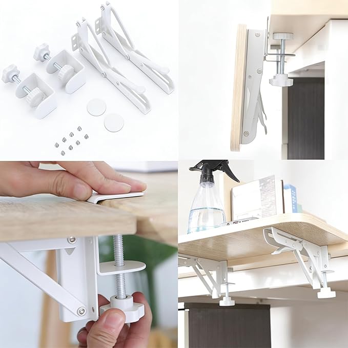 Under Desk Keyboard Tray Support Bracket Adjustable Desktop Extension Board Stand Clamp-on Keyboard Holder Arm Rest Tray Extension Plate Support Rack for Desk, NO Board/Tray, 1 Set (Style01-White)