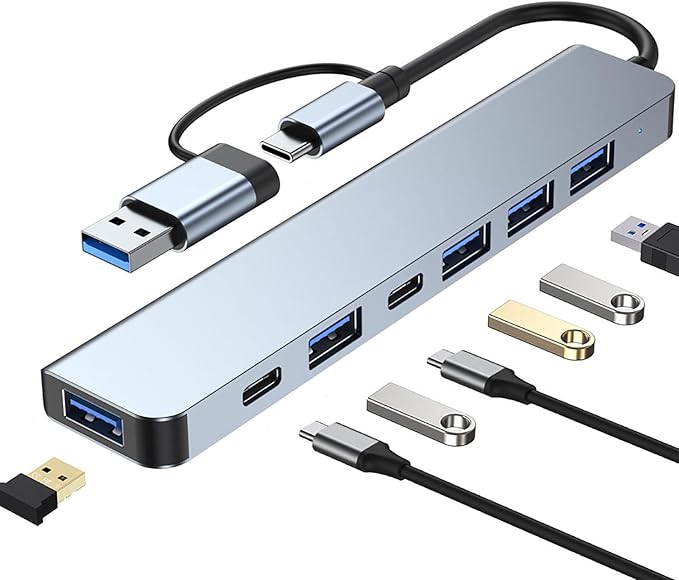 USB C Hub 7 in 1 Multiport Adapter, with USB 3.0, USB 2.0 Type-C Data PD Charging Ports for Laptop, PC, Desktop and Other Type C Devices