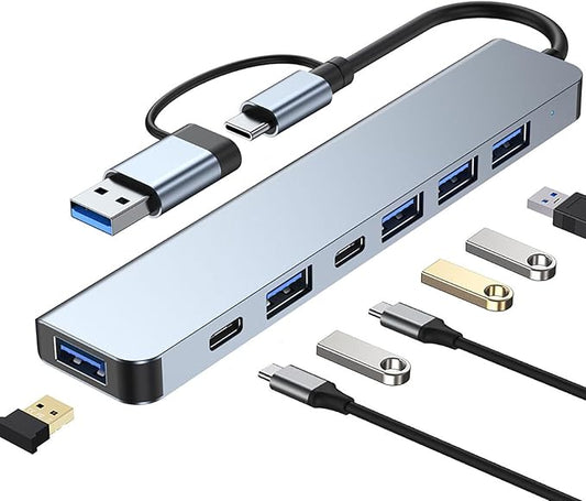 USB C Hub 7 in 1 Multiport Adapter, with USB 3.0, USB 2.0 Type-C Data PD Charging Ports for Laptop, PC, Desktop and Other Type C Devices