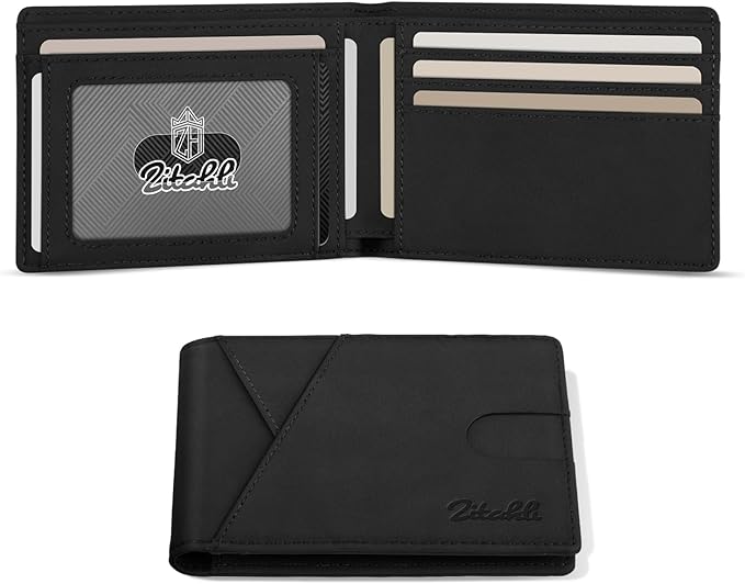 Zitahli Bifold Wallets for Men - Slim RFID Leather Credit Card Holder for 6-11 Cards, Minimalist Thin Wallet with ID Window & Cash Slot,Front Pockt Carteras Para Hombres, Birthday Gifts for Men | Slim, RFID Blocking, Premium, Front Pocket, Gift Box, Le...