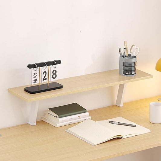 Clamp On Desk Organizer Shelf 1 Tier 31.5x7.8 in Above Desk Storage Extension Portable, No Drill Required Desktop Shelf Clamp for Home Office Dorm Workstation and Study Space
