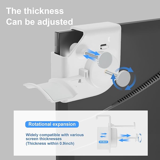 Headphone Holder for Screen, Plastic Headphone Stand, Headset Stand Suitable for AirPods Max, Sony, Bose, Beats and More (White)