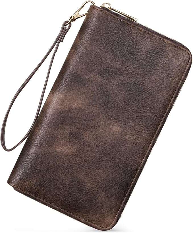 CLUCI Women Wallet Large PU Leather Wristlet Purse for Women RFID Blocking Zip Around Card Holder Ladies Travel Clutch | RFID, Bifold, Wristlet, Large