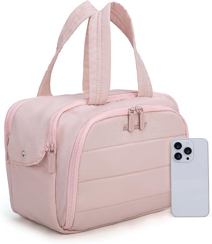 Montana West Travel Toiletry Bag for Women, Large Capacity Makeup Organizer, Lightweight Puffy Cosmetic Bag with Waterproof Lining, Front & Back Zipper Pockets, Travel Essentials Bag