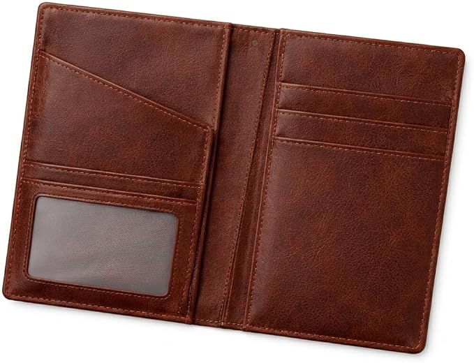 Genuine Leather Passport Holder Travel Wallet for Men & Women - Slim Passport Case with Card Slots & Cash Pocket - Travel Document Organizer
