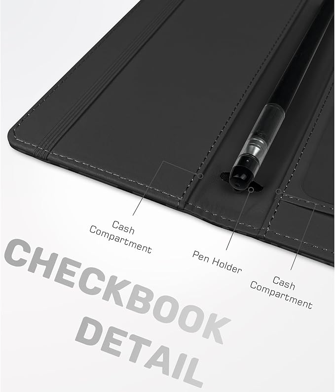 Letter Checkbook Cover, RFID Blocking Checkbook, Stylish, Lightweight, Slim Durable, Multi-Functional Checkbook Holder for Personal and Business Checks (Leopard-Black)