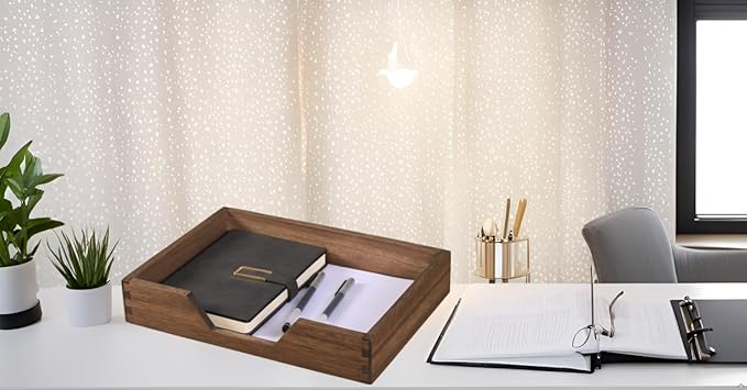 DDYURI Wood Letter-Size Tray for Office Desktop Organizer - Wooden Front-Load Documents Tray for Mail, Paper, File, Magazine, Pen,Notebook Storage Paper Holder Trays Dark(DGTU-DK)