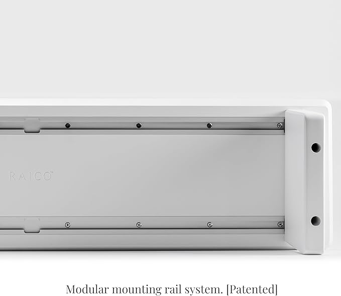 Raico Desk Cockpit Shelf Monitor Stand System Dual Screen Setup Wood Large Desk Accessory Organizer Unit (Matte White, Full Length v2 | 45.7 Inches)