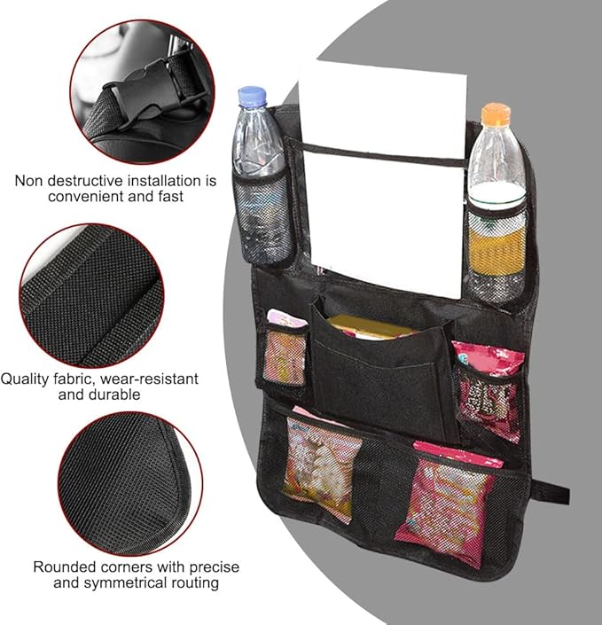 Car Backseat Organizer, Car Organizers and Storage, Kick Mats Back Seat Protector with Touch Screen Tablet Holder, Road Trip Storage Essentials Car Storage Pocket for Car And Truck (1PCS)