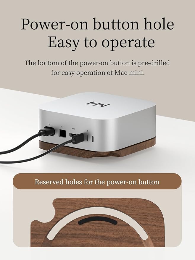 Hagibis Mac mini Stand, Black Walnut Desktop Stand Dustproof Laptop Holder Cooling Heat Disspation Mount for Mac mini M4 Pro 2024 (MMP04)