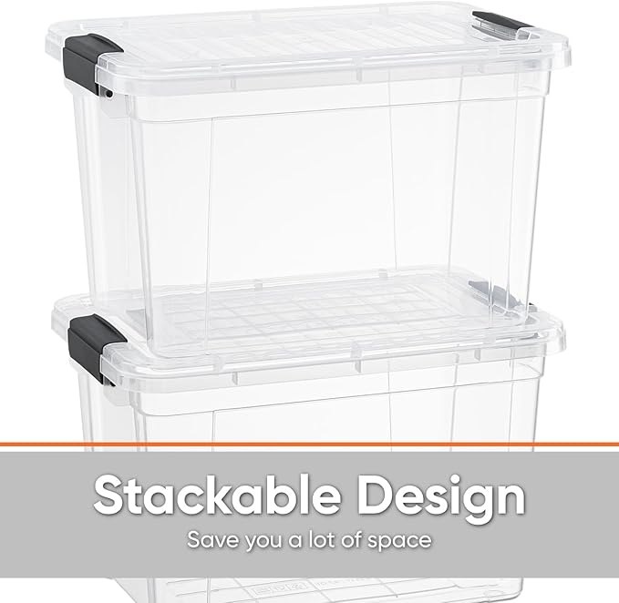 Superio Clear Storage Box with Lid, 8.75 Quart Plastic Container Bins for Organizing, Stackable Crates, BPA Free, Non Toxic, Odor Free, Organizers for Home, Office, School, and Dorm, 10 Pack