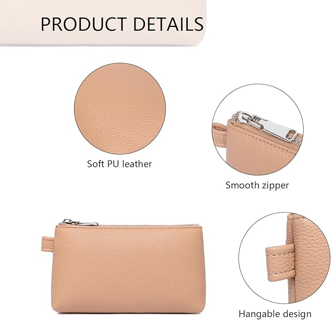 PU Leather Makeup Simple and Convenient Handbag Small Exquisite Storage Bag (PU/Camel Pink)