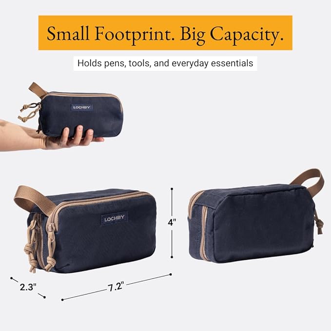 LOCHBY® Venture Pouch | Multipurpose Tactical Tool Bag | Water Resistant Waxed Canvas | Dual-Sided Zipper Pouch | for Motorcycle, Bike, EDC, Pen, Pencil, Art, Tech & Travel