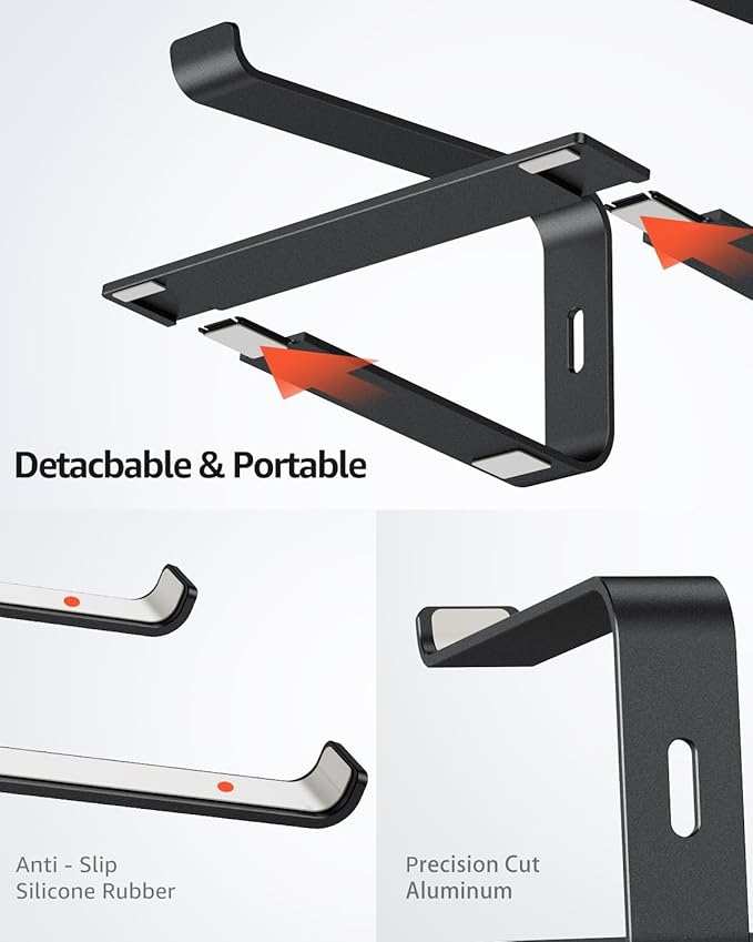 Urmust Laptop Stand for Desk Aluminum Computer Stand Riser Holder for Laptop Compatible with MacBook Air Pro, Dell, HP, Lenovo Samsung, Alienware All Laptops 11-15.6"(Black)
