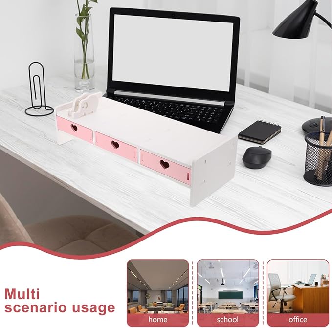 Multi-Purpose Computer Monitor Stand Riser 19.29X7.48X3.93In Elevated Rack Desk Organizer for Space Saving and Desktop Screen Comfort