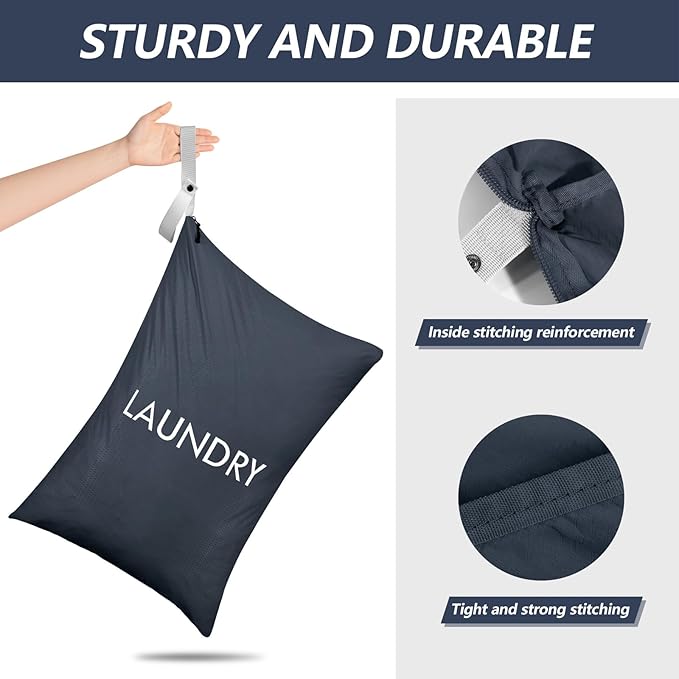 MissBoy Travel Laundry Bag with Zipper, Odor-Isolating & Splash-proof Dirty Clothes Organizer for Suitcase, Lightweight Foldable Wet Dry Bag for Gym, Camping, and Swimming