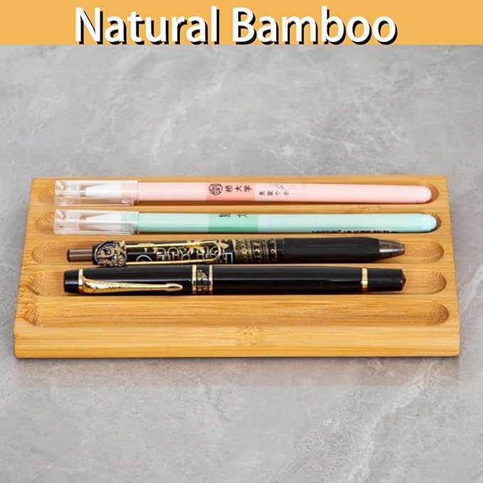 Pen Holder Organizer of Office Desks,Walnut Desk Pen Stand,Wave Pen TrayOffice Accessory,Teacher Gifts,Suitable for School,Home,Office Desktop Art Accessories (Log-5 Grid)