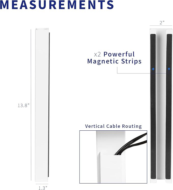 VIVO Steel Magnetic 14 inch Cable Management Channel for Under Desk Leg, No Drill Cord Organizer for Home Office, White, DESK-AC01-1MW