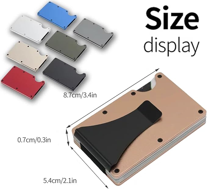 EDGE Metal Wallet for Men - Minimalist Slim Wallet - RFID Blocking Card Holder Money Clip, Smart Wallet - Aluminum Credit Card Holde Clip Gold