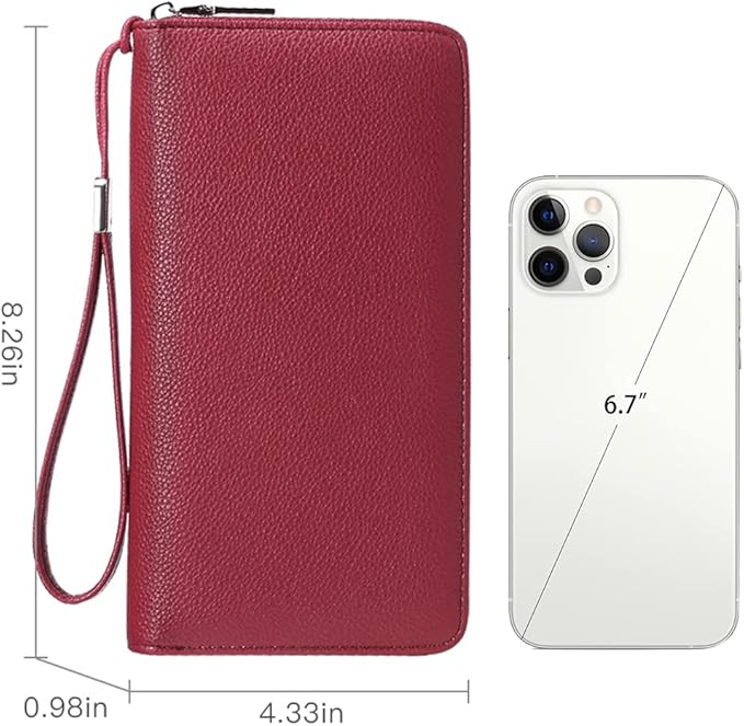 GOIACII Womens Wallet RFID Blocking Leather Zip Around Wallet Large Capacity Long Purse Credit Card Clutch Wristlet | RFID Blocking, Zip Around, Large Capacity, Long, Credit Card, Clutch