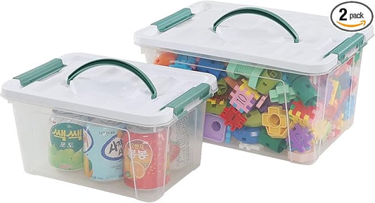 14 Quarts & 7 Quarts Storage Bins with Lids, 2-pack Clear Plastic Totes Boxes