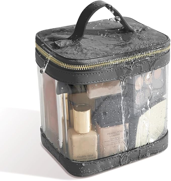 Camdeez ROWNYEON Clear Makeup Case Toiletry Bag Multipurpose Travel Makeup Train Case Portable Cosmetic Organizer Transparent Storage Bag