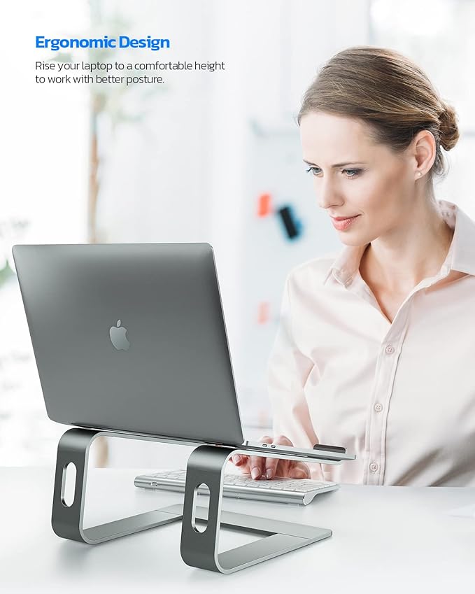 Nulaxy All-Aluminum Laptop Stand for Desk, Ergonomic Detachable Ventilated Cooling Computer Riser, Anti-Slip Design Notebook Holder Compatible with All 10-16" Laptops (MacBook, Dell XPS, HP, Lenovo)