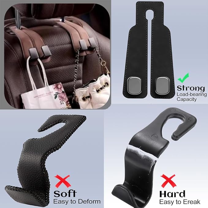 Car Seat Back Double Hook - Suede Hook,Support Car Headrest Hooks for Purses and Bags Coat,Universal Hidden Multifunctional Headrest Hooks for Car,for Purses and Bags 2pcs