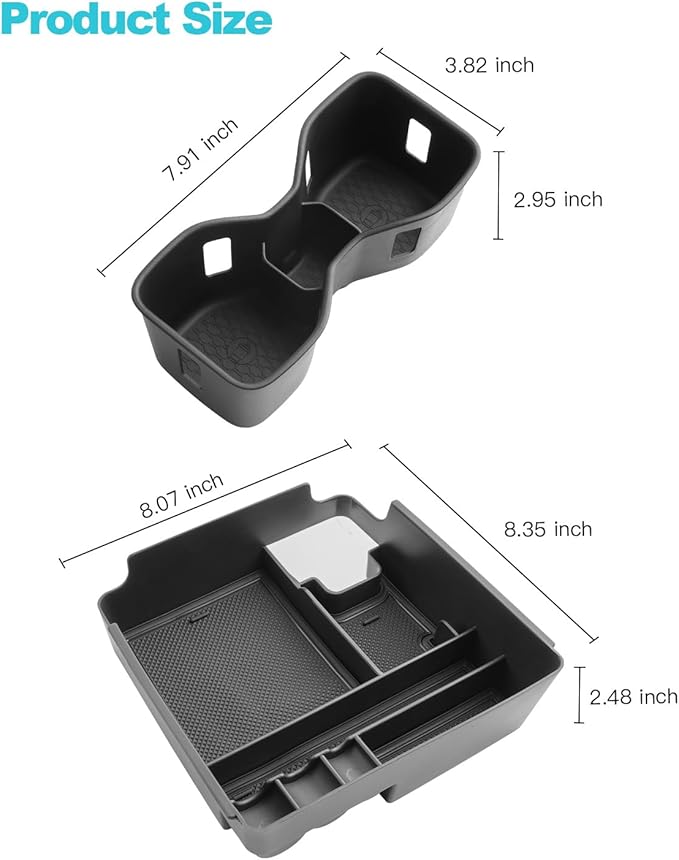 CDEFG 2Pcs for 2026 Nissan Frontier Center Console Organizer Tray for 2022-2025 2026 Nissan Frontier Accessories Middle Console Organizer Armrest Storage Box & Cup Holder