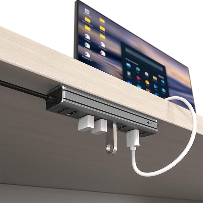 atolla 7-Port USB 3.0 Hub with Removable Sliding Rails - High-Speed Data Splitter for Desk Organization & Stable Connection, Compatible with MacBook, Laptop, PS4, PC