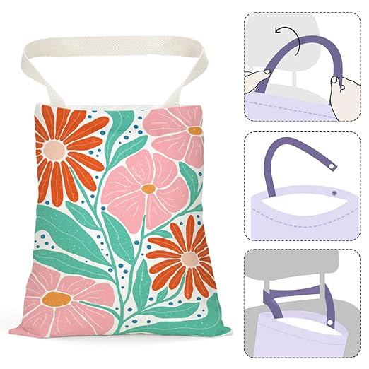 Boho Floral Car Trash Can, Car Trash Bag Hanging, Waterproof Cars Back Seat Hanging Organizer and Storage Trash Bags for Vehicle Travelling Camping