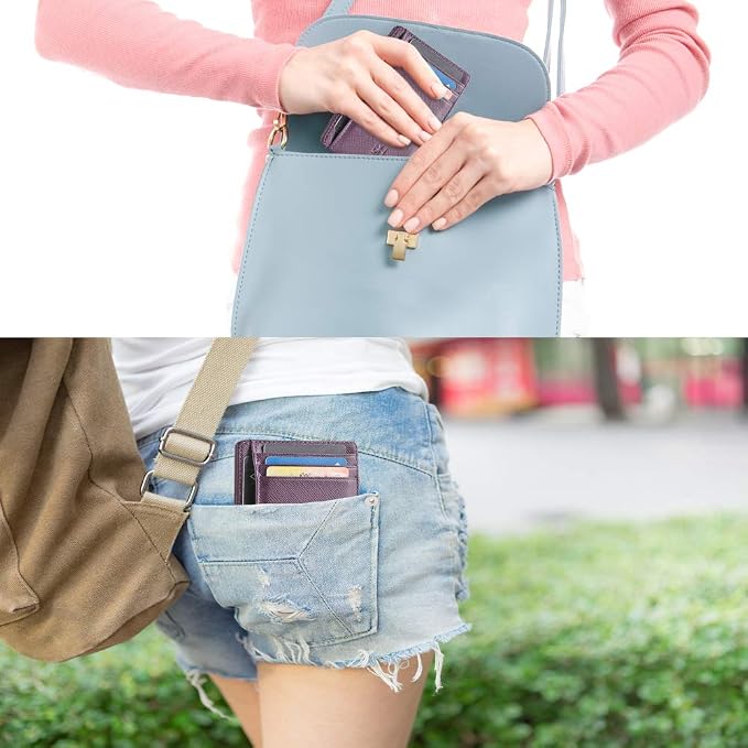 GH GOLD HORSE Slim RFID Blocking Card Holder Minimalist Leather Front Pocket Wallet for Women | Slim