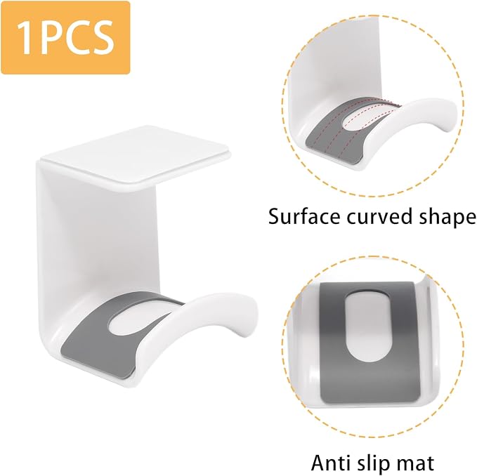1Pcs White ABS Plastic Headphone Stand Hanger, Hanging Headset Holder Hook Under Desk, Adhesive Earphones Hangers for Desk Headphone Hanger, Most Headphones and Controller