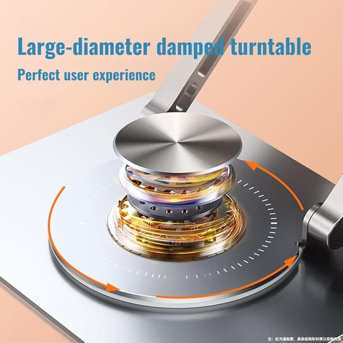 Laptop Stand for Desk, Adjustable Height & Angle Portable Aluminum Laptop Riser & Monitor Stand with 360° Swivel, Foldable Ergonomic Computer Stand for 10-17 Inch Laptops (MacBook/Dell/HP), Silver.