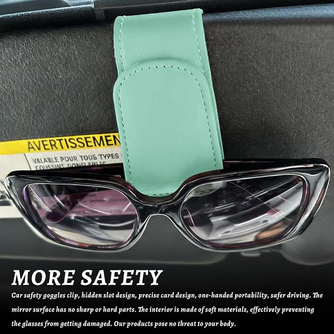 Sunglass Holder for Car, Car Sunglass Holder, Magnetic Leather Sunglasses Holder and Ticket Card Clip, Auto Multi-Functional Sun Visor Eyeglass Holders for SUV Pickup Truck (Neilan)