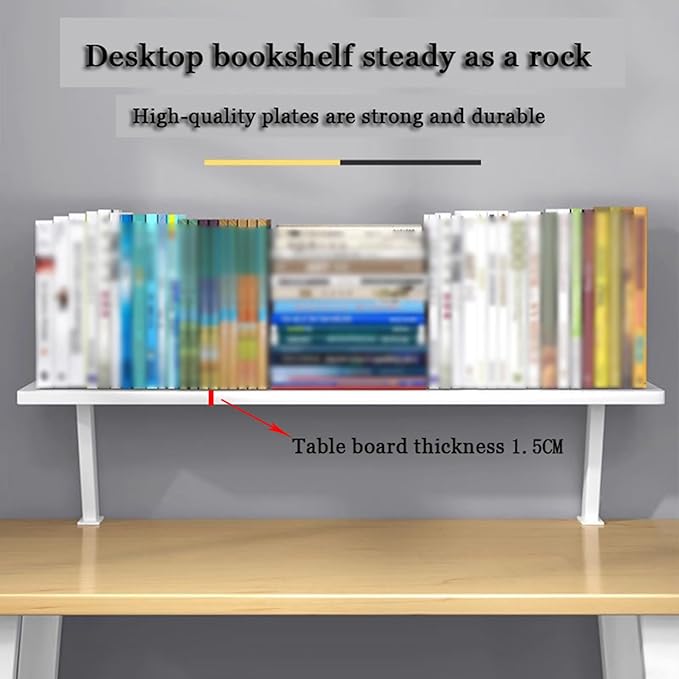 39.4x7.8 in Clamp on Desk Shelf, Adjustable Floating Desks Shelf Space Saving Desktop Extender Storage Organizer for Office, Dorm, Home Desk Organization, White