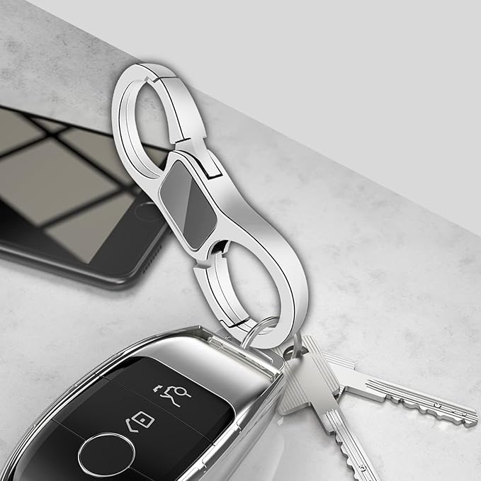 Idakekiy Key Chain Quick Release Spring with 4 Key Rings Heavy Duty Car Keychain Organizer for Men and Women