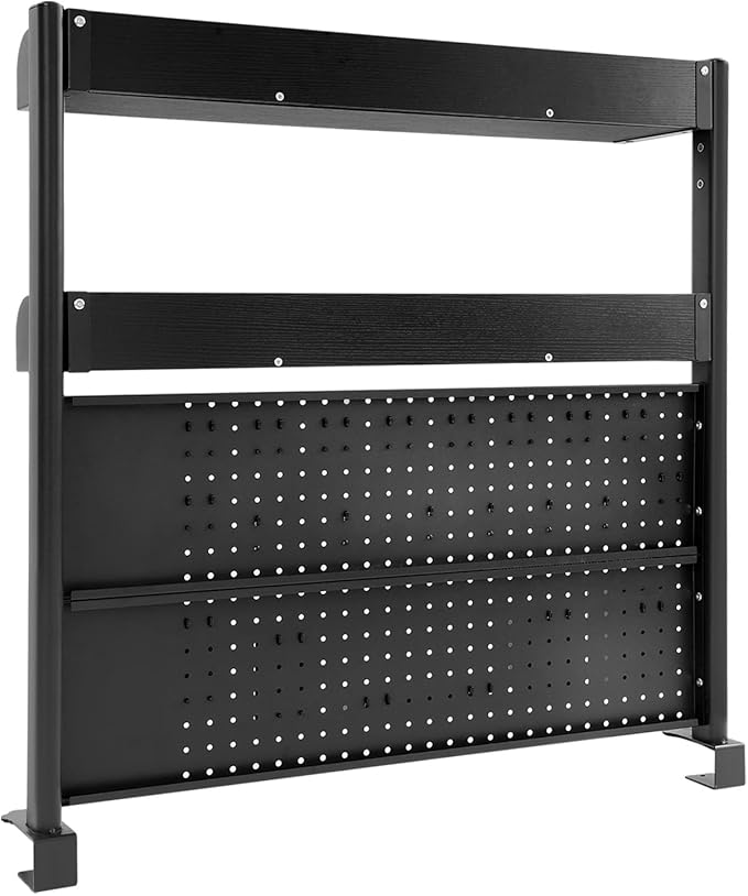 Clamp on Desk Shelf with Pegboard, Desk Extender Pegboard Workstation, Desktop Bookshelf Storage Shelves for Home Office Dorm, 37.4in (Black)