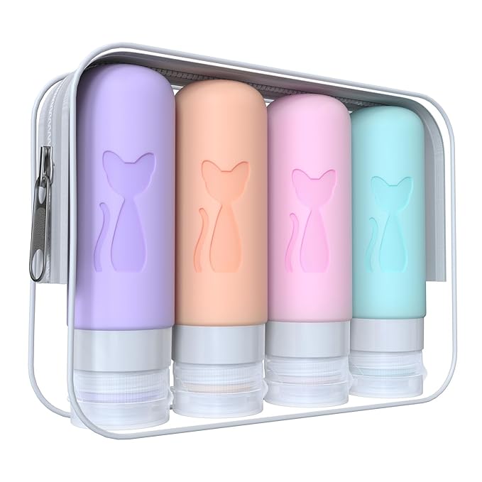 Zafit TSA Approved 3oz Leakproof Travel Bottles for Toiletries, Refillable Containers for Shampoo Conditioner Lotion Body Wash(Multicolored C)