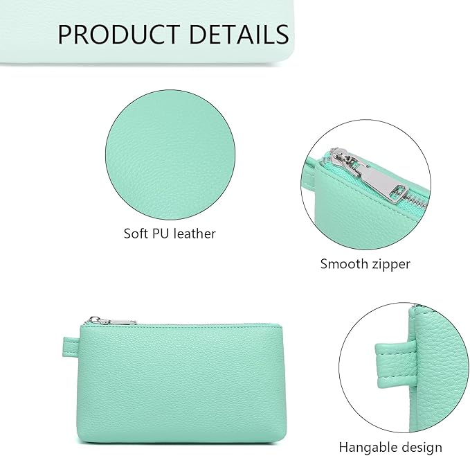 PU Leather Makeup Simple and Convenient Handbag Small Exquisite Storage Bag (PU/Light Green)