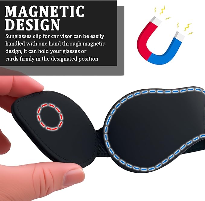 Sunglass Holder for Car with American Flag Pattern,Stylish Sunglasses Holder for Car Sun Visor with Magnetic Design for Storing Glasses or Cards,Leather Cars Sunglass Holders