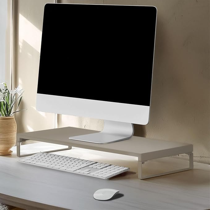 Lihit Lab AJA7332-116 Computer Stand, Monitor Stand, Desktop Stand, Width 23.2 x Depth 9.8 x Height 3.1 inches (59 x 25 x 8 cm), Low, Load Capacity: 33.1 lbs (15 kg), Matt Bezille