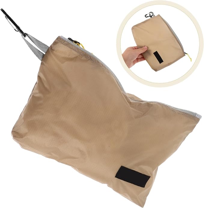 Large Capacity Waterproof Nylon Travel Organizer Pouch in Khaki, Foldable Toiletry Bag for Outdoor Camping and Travel