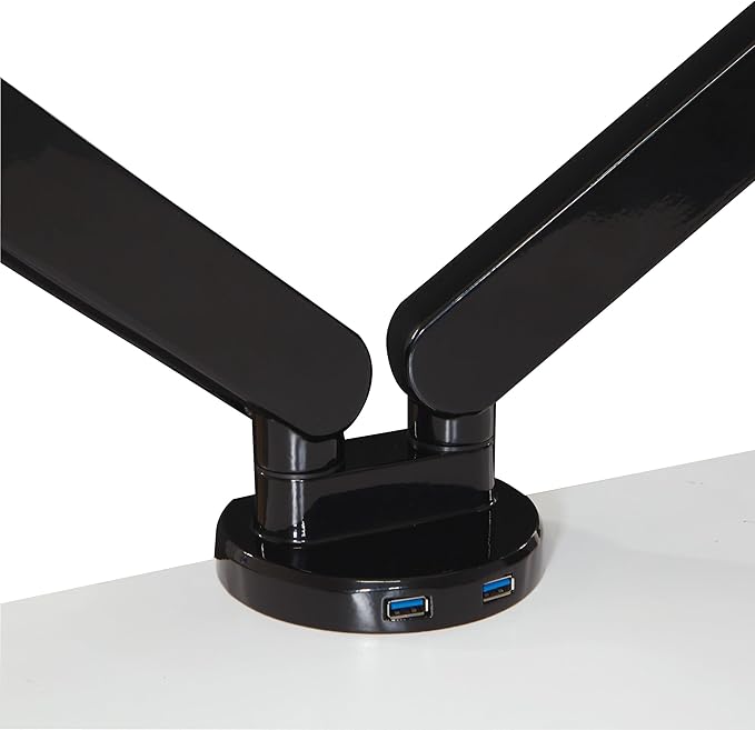 Office Star Ascend II Double Monitor Arms with Dual USB 3.0 Ports, 3-Point Rotation and VESA Mounting Bracket for 17-inch to 30-inch Monitors, Black